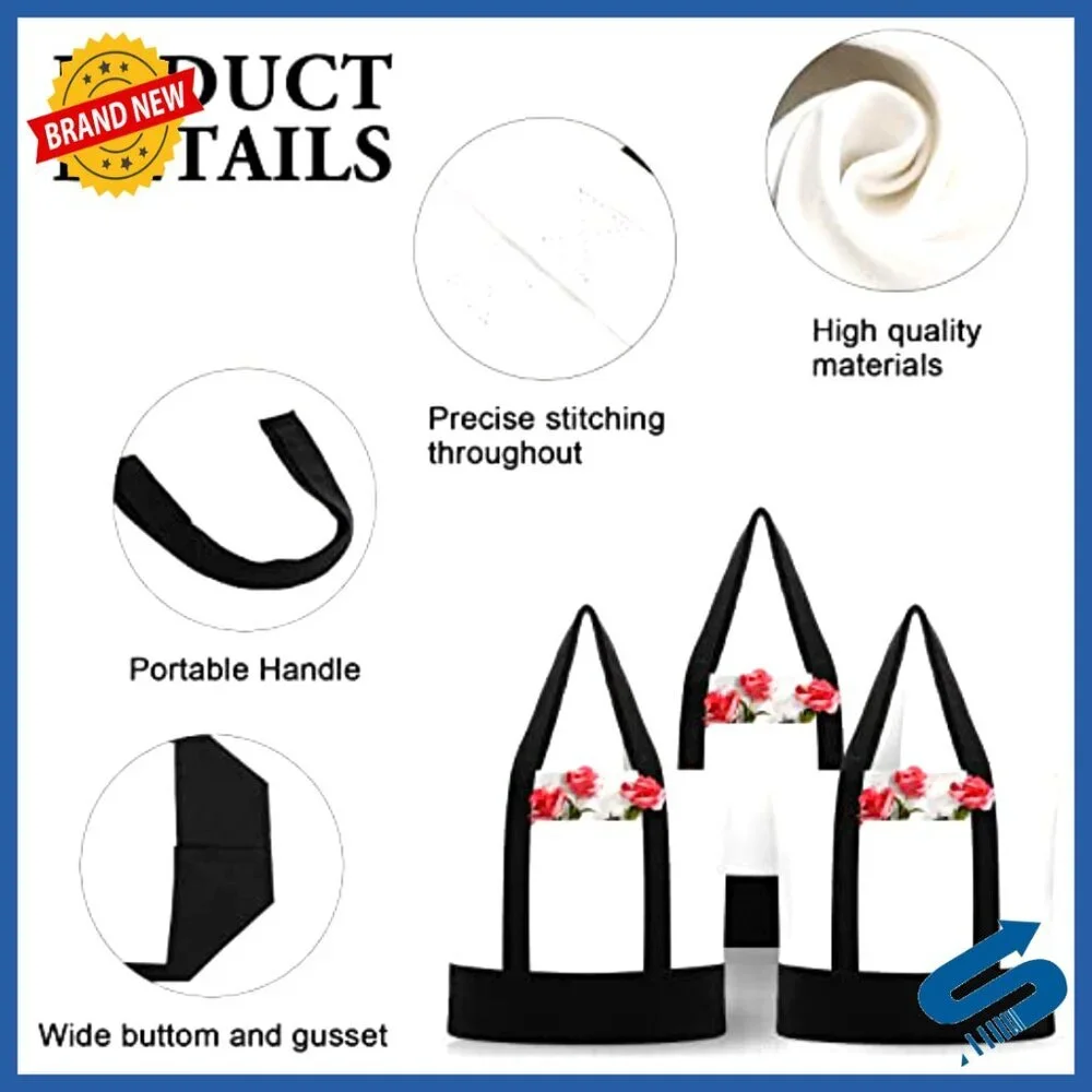 Large Canvas Tote Bag Reusable Natural Cotton Multipurpose DIY Plain